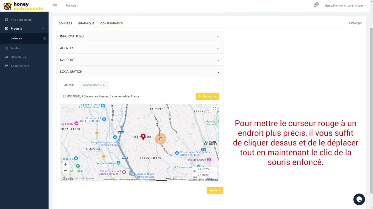Localiser sa balance & afficher les prévisions météo sur la plate-forme