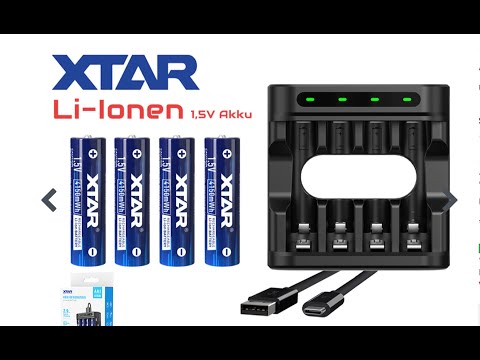 Xtar L4 – Ladegerät, incl. 4x AA (Mignon) LR6 1,5V Li-Ion Akkus mit Akku-Wechselanzeige