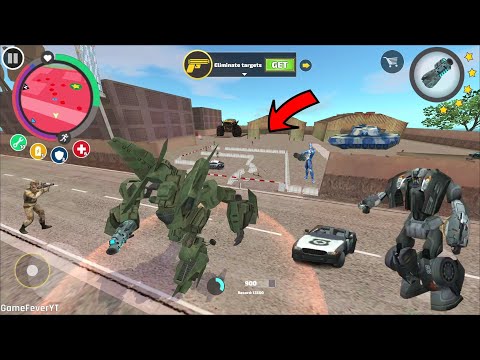 Rope Hero: Vice Town (Transformer Jet AIrplane Fight Police CAR Robot) Giant Robot - Gameplay HD