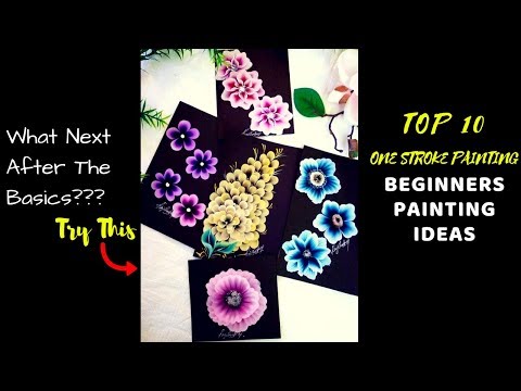 Top 10 One Stroke Paintings For Beginners | How to paint One stroke Flower Painting