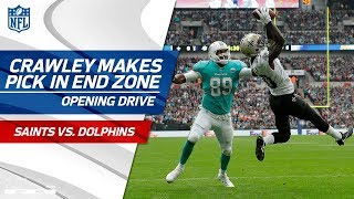 Crawley Makes Crucial Pick on Cutler's Pass in the End Zone | Saints vs. Dolphins | NFL in London
