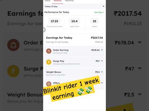 Blinkit rider 1 week earning | delivery boy #blinkitrider #earning