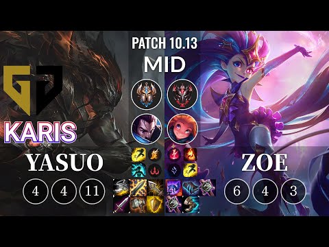 GEN Karis Yasuo vs Zoe Mid - KR Patch 10.13