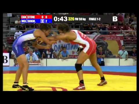 Finale 1-2 Female Wrestling 59 Kg (CAN) Braxton Rei STONE vs (MGL) Tserenchimed SUKHEE