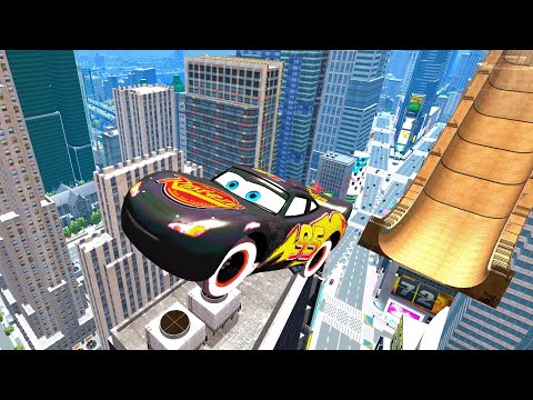 Testing Black Lightning McQueen Mega Car Jump Ep. 1 | GTA IV Cars Mods Test