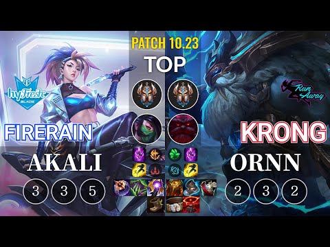 hyF FireRain Akali vs RNW KronG Ornn Top - KR Patch 10.23