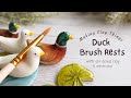 DIY brush rests with air dried clay, watercolor and resin! 🦆