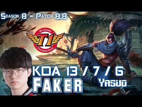 SKT T1 Faker YASUO vs CORKI Mid - Patch 8.8 KR Ranked