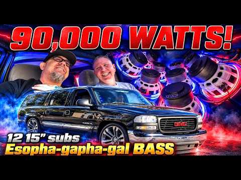 Insane sound system Bass! 12 15" Subs & 90,000 watts of power | Slapping E-40 in the "Demolishion"
