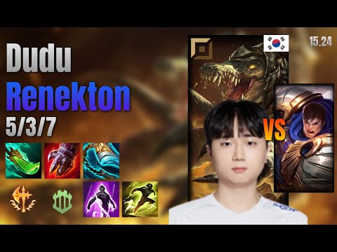 Dudu Top Renekton vs Garen lol KR solo rank Full Game 15.24 | 두두 레넥톤 vs 가렌