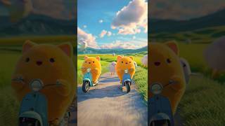 "Racing Fluffy Friends: The Scooter Adventure Begins!" 🚴🐾 #cat #hen #cute #bike #funny