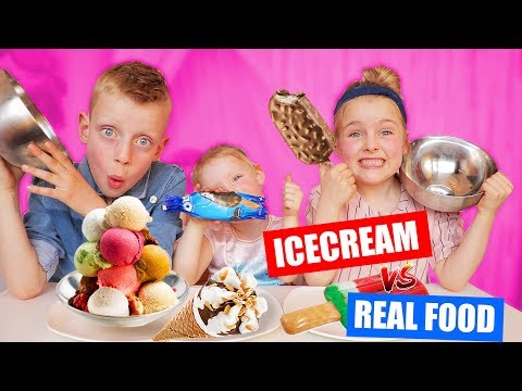 ICECREAM vs REAL FOOD CHALLENGE!!! [met de lekkerste ijsjes] ♥DeZoeteZusjes♥
