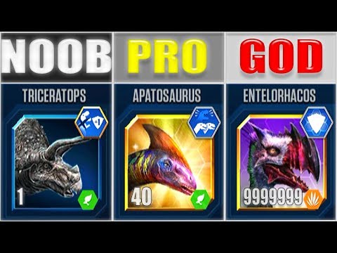 NOOB vs PRO vs GOD - ENTELORHACOS 999+ MODs 999+ | JURASSIC WORLD THE GAME
