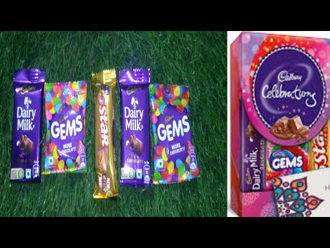 satisfying video Asmr chocolate cadbury celebration mini ,dairy milk and gems and 5star