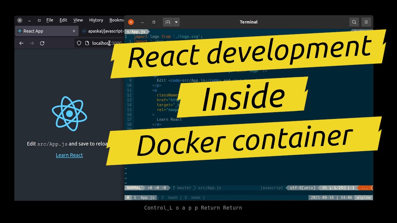 React/JavaScript development inside Docker container