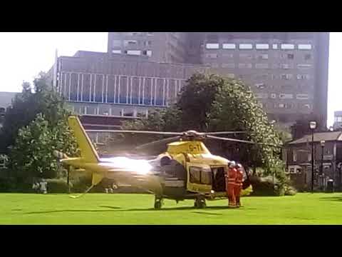 Great flying skills by Children's Air Ambulance with huge gust on takeoff