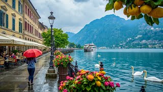 Rainy Walk In Lugano Switzerland🇨🇭Most Charming Swiss City _ Lake Lugano 