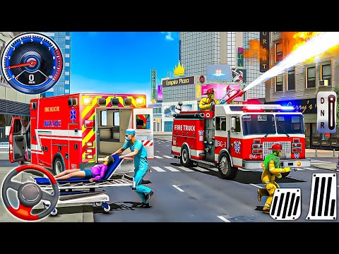 Fire Truck City Rescue Simulator 2025 - US Emergency 911 Ambulance Driving 3D - Android Gameplay