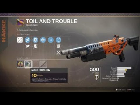 Toil And Trouble Shotgun Preview - Nightfall Rank 14 Reward (Destiny 2: Forsaken)