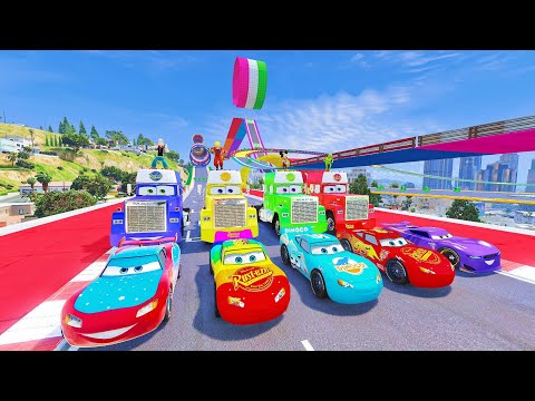 GTA 5 lightning mcqueen mega ramp jump testing gta V disney cars mod Ep. 6