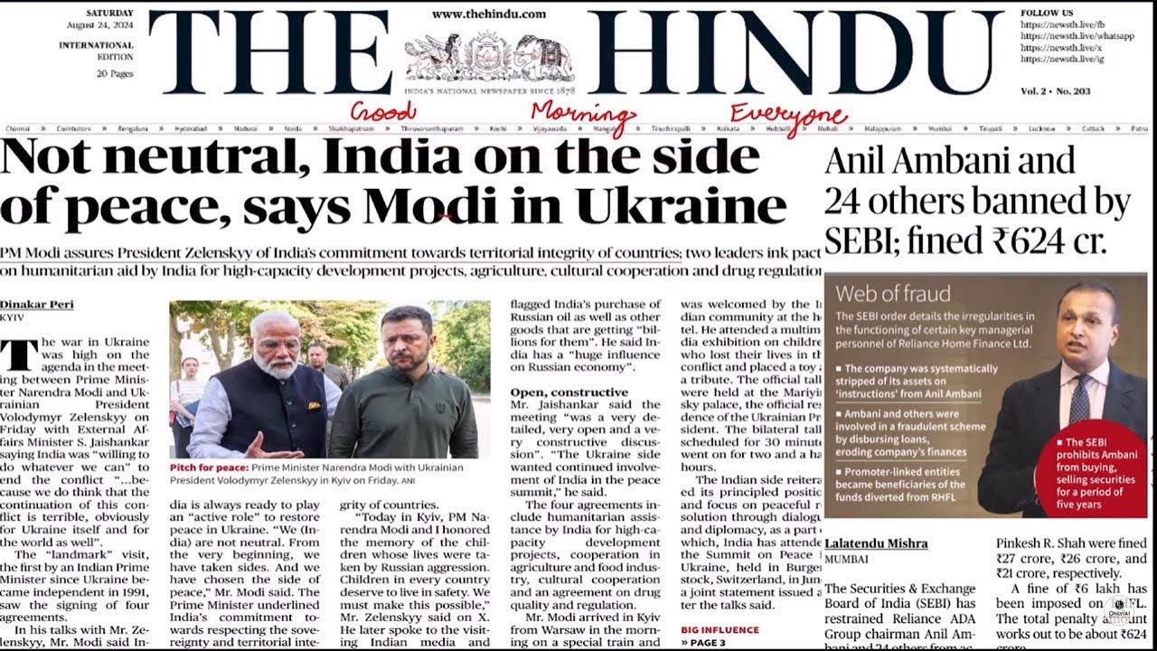 24 August Current Affairs | Today Hindu Newspaper | Daily Current Affairs | 24 August 2024 | OnlyIAS