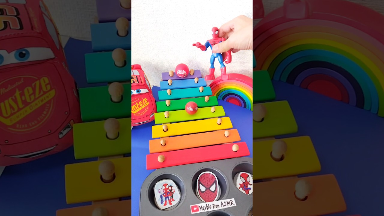 🫶🌈Marvel Music＃1843 Spider-Man Oody satisfying ASMR #shorts #asmr #funny @marblerun-asmr