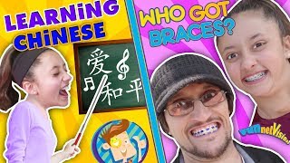 KIDS LEARNING CHINESE w FUNnel Vision + Who gets Braces Vlog Chinese Song & Handshake