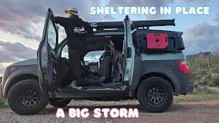 Waiting out an EPIC STORM in my Honda Element Camper ~ Solo Female Van Life
