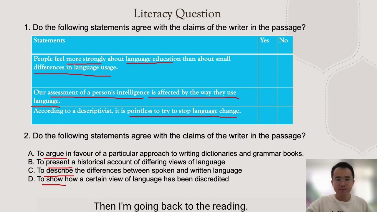 Lantite Sample Literacy Question Analysis