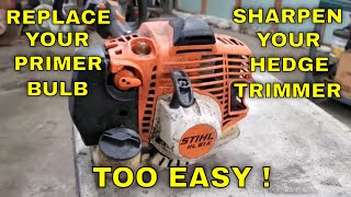 Primer Bulb Replacement and How To Sharpen Your Hedger.  Stihl HL91K