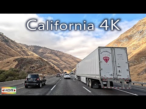 4K HDR California. Driving tour from Los Angeles to Bakersfield