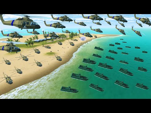I send 1,000+ Helicopters in a Modern D-DAY Beach Invasion! - Ravenfield: Battle Simulator