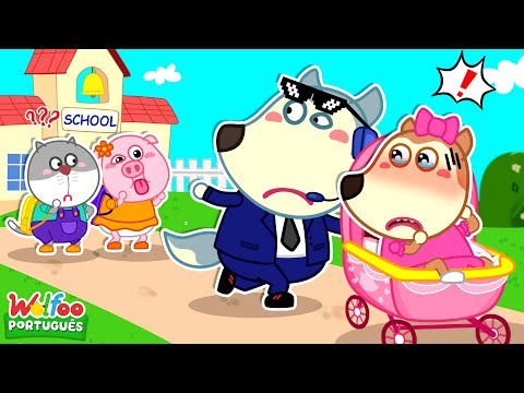 Oh Não! Lucy se transforma em um bebê protegido na escola | Vídeo para crianças | @wolfooemportugues