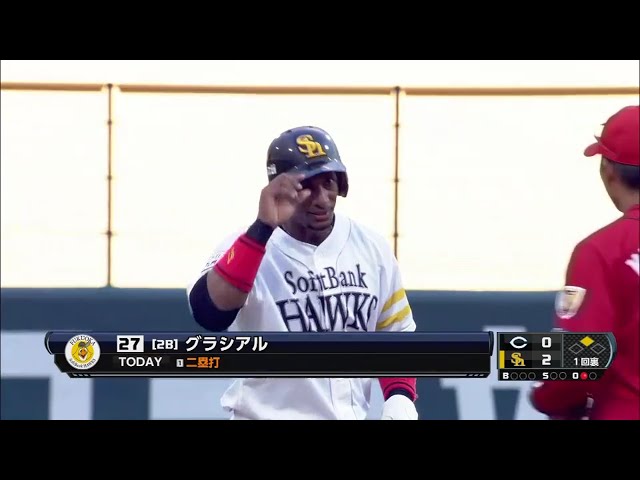 【ファーム】3連続長打!! ホークス・グラシアル フェンス直撃のタイムリー2ベースヒット!! 2018/8/10 H-C(ファーム)