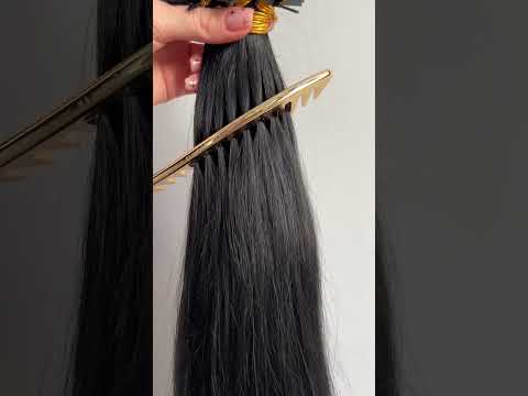 Волосся для гарячого нарощування на капсулах, 45 см, пряме, 200 пасм, чорне (01) video