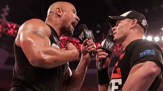 Raw: The Rock and John Cena engage in a WrestleMania war of