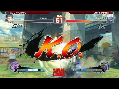 SSF4AE @ Savage Saturdays: AGE NYChrisG (Sakura) vs EMP Santhrax (Oni)