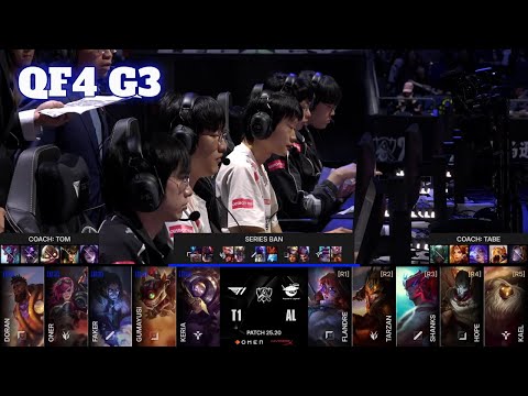 AL vs T1 - Game 3 | Quarter Final LoL Worlds 2025 | Anyone's Legend vs T1 G3 full