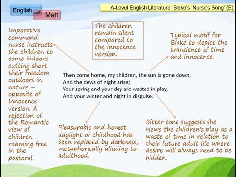 73. 'Nurse's Song' (Experience) by William Blake (A-Level)