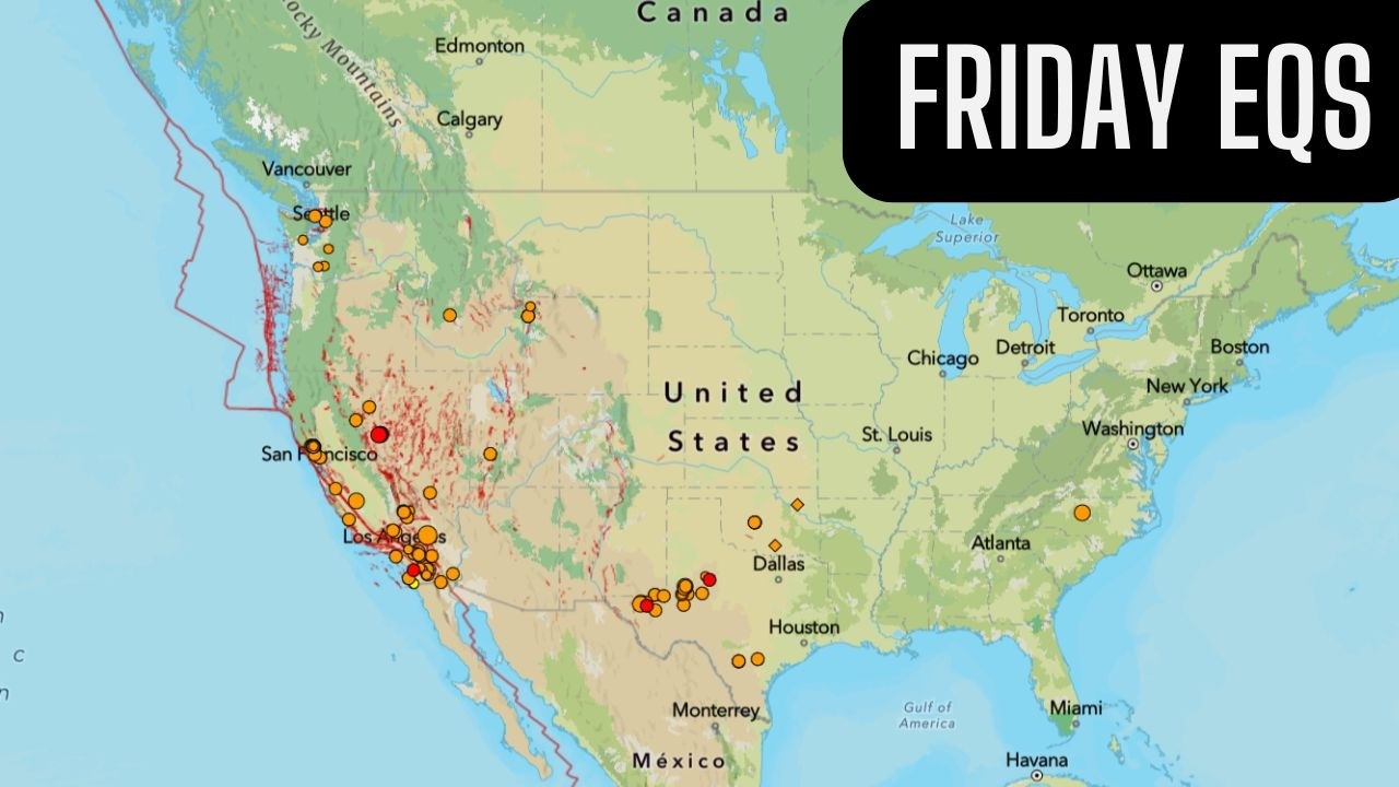 Friday Earthquake activity report. Incoming G2 Solar Storm expected tonight with Aurora activity.