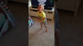 T.rex vs. imaginary triceratops performed by Eli