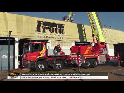 Trabalhador sofre convulsão no telhado de uma empresa e mobiliza diversos socorristas em Mandaguaçu