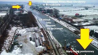 Nowakowo. Most i obudowa brzegów z drona do archiwum grudzień 2022 II etap drogi wodnej #przekop