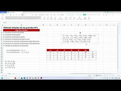 Método Simplex de las grandes M Excel (Paso a Paso)
