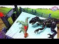 JURASSIC WORLD BATTLE! Dinosaur Fight T-Rex vs Carnotaurus & Indoraptor vs Allosaurus