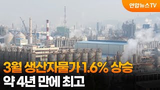 3월 생산자물가 1.6% 상승…약 4년 만에 최고 / 연합뉴스TV (YonhapnewsTV)