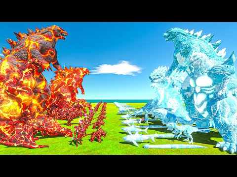 Team Lava + Burning Lava Godzilla VS Frostbite Ice Gozilla + Team Ice