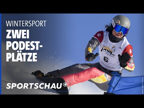 Snowboarderinnen Loch und Jörg beim Parallel-Slalom auf dem Podest | Sportschau