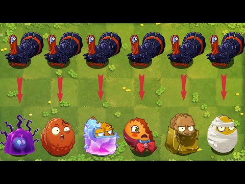 Pvz 2 Gameplay - All Plants Power Up Vs 99 Turkey Zombie - Who's Best Plant ？