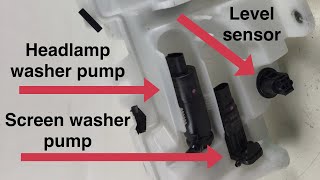 Audi Q3 washer bottle and pump location and access